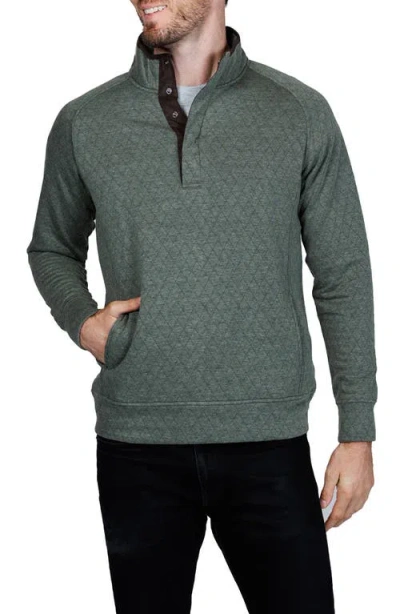 Tailorbyrd Hidden Snap Front Quilted Pullover In Green