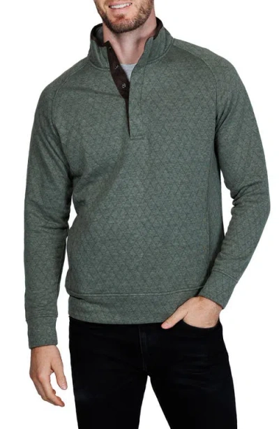 Tailorbyrd Hidden Snap Front Quilted Pullover In Green