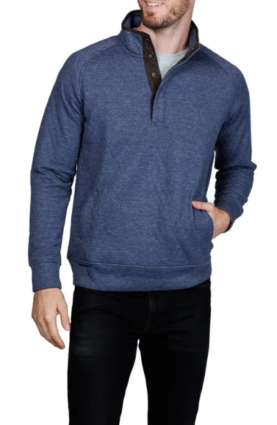 Tailorbyrd Hidden Snap Front Quilted Pullover In Blue