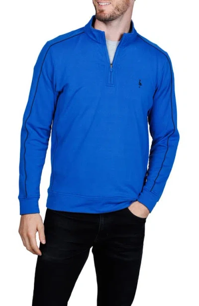 Tailorbyrd Textured Performance Quarter Zip Pullover In Blue
