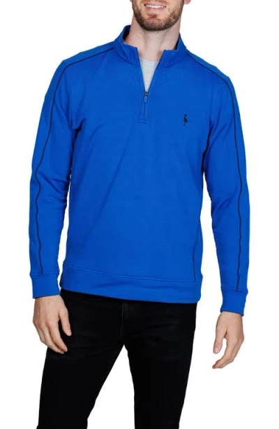 Tailorbyrd Textured Performance Quarter Zip Pullover In Blue