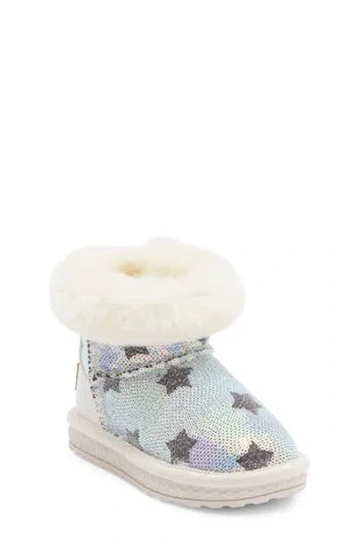 Doe A Dear Sequin Star Faux Fur Lined Boot In Neutral