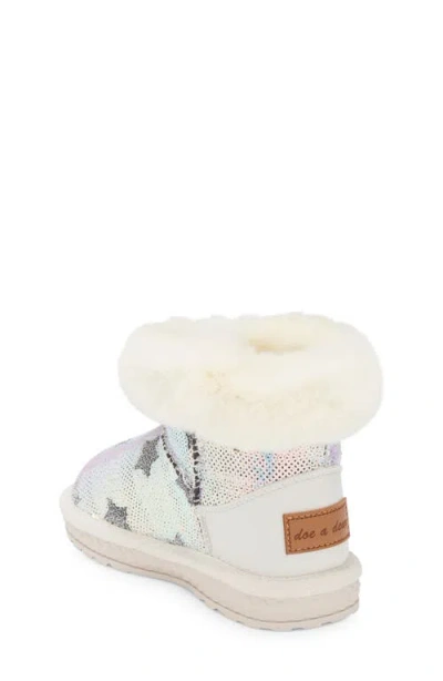 Doe A Dear Sequin Star Faux Fur Lined Boot In Neutral