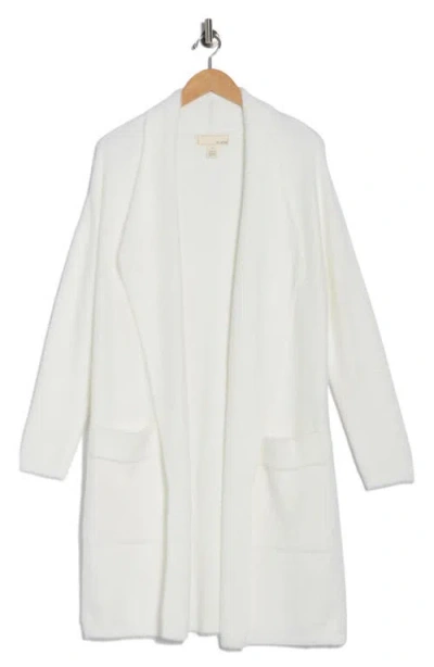 By Design Mina Open Front Eyelash Cardigan In White