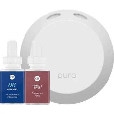 Pura X Capri Blue Volcano & Tinsel & Spice  4 Smart Fragrance Diffuser & Refill Set In Blue