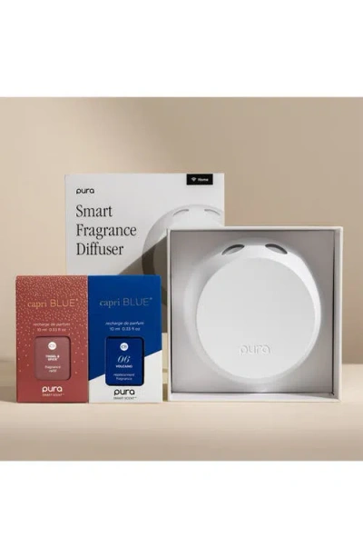 Pura X Capri Blue Volcano & Tinsel & Spice  4 Smart Fragrance Diffuser & Refill Set In Blue
