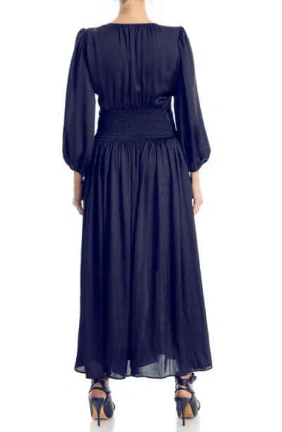 Max Studio Keyhole Balloon Sleeve Maxi Dress In Blue