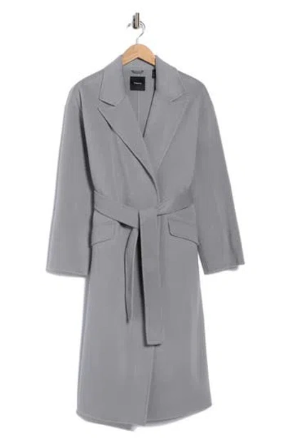 Theory Wool Blend Robe Coat In Gray