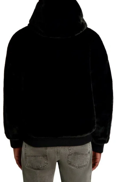 Karl Lagerfeld Paris Reversible Zip Front Faux Fur Jacket In Black