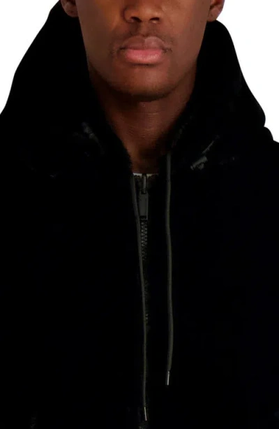 Karl Lagerfeld Paris Reversible Zip Front Faux Fur Jacket In Black