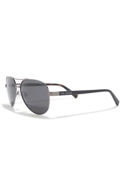 Ted Baker 57mm Polarized Aviator Sunglasses In Gray