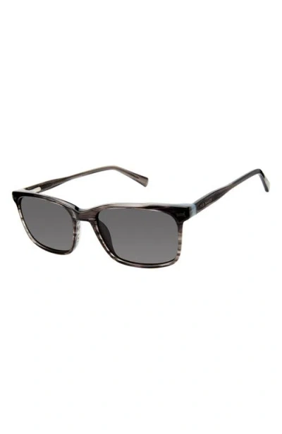 Ted Baker 56mm Polarized Rectangular Sunglasses In Black