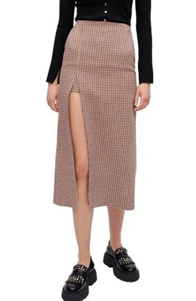 Maje Jaisa Leg Slit Midi Skrit In Brown