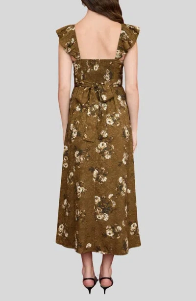 Blu Pepper Floral Jacquard Ruffle Strap A-line Dress In Multi