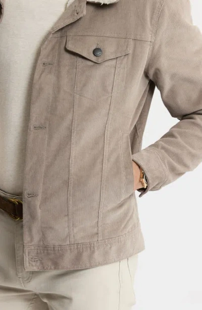 Jachs Corduroy Faux Shearling Lined Trucker Jacket In White
