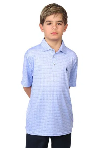 Tailorbyrd Kids' Airplane Print Performance Kint Polo In Blue
