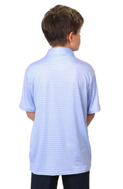 Tailorbyrd Kids' Airplane Print Performance Kint Polo In Blue