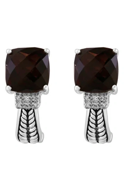 Effy Sterling Silver Smoky Quartz & Diamond Hoop Earrings In Brown