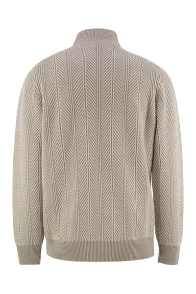 Brunello Cucinelli Light Grey Textured Sweater In Gray