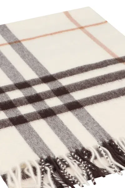 Burberry Checked Cashmere Scarf In Neutral