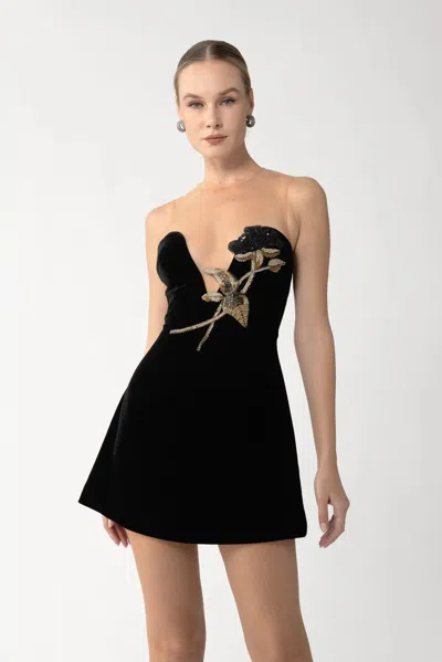 Sau Lee Aria Beaded Sleeveless Minidress In Black