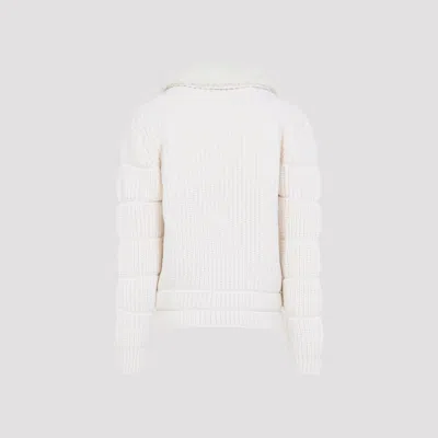 Casablanca Chunky Ribbed Knitted Jacket With Padded Detailing In White