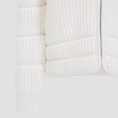 Casablanca Chunky Ribbed Knitted Jacket With Padded Detailing In White