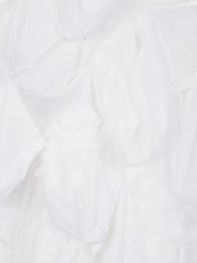 Comme Des Garçons Textured Sleeveless Crew Neck Blouse In White