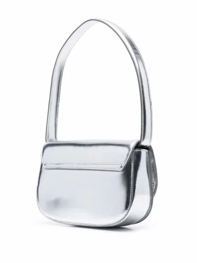 Diesel 1dr Shoulder Bag In Mirrored Leather Color Silver