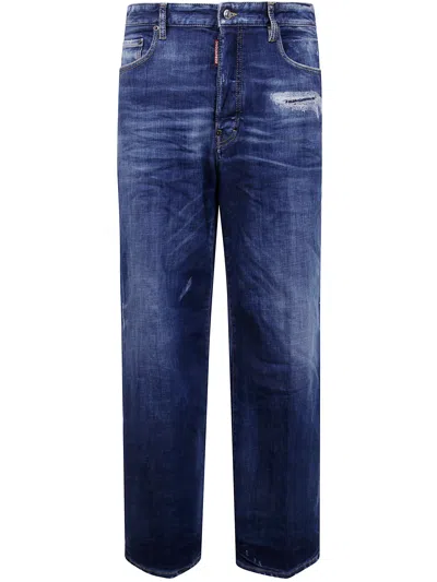 Dsquared2 Classic Five-pocket Jeans With Subtle Fading And Distressing In Blue
