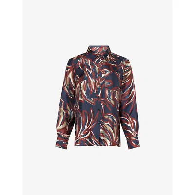 Weekend Max Mara Omens Ultramarine Rive Long-sleeve Silk Shirt In Blue