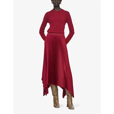 Joseph Pleated Asymmetric-hem Skirt In Brown