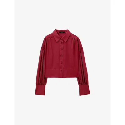 Joseph Womens Ruby Anais Cropped Wool-blend Blouse In Red