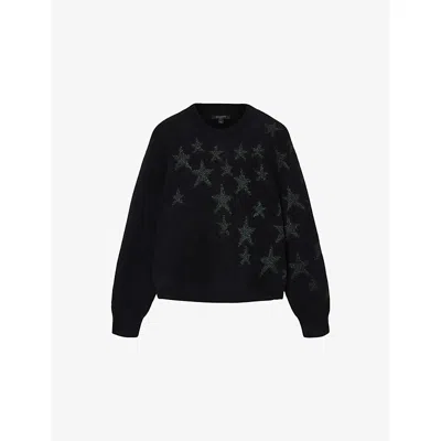 Allsaints Cosmo Star-detail Sweater In Black