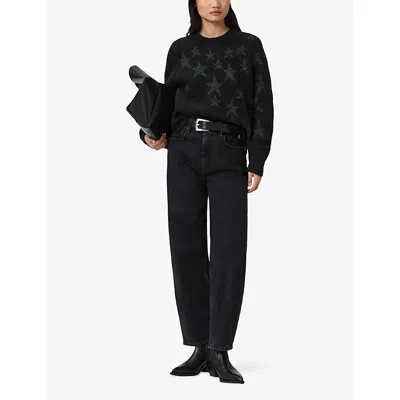 Allsaints Cosmo Star-detail Sweater In Black