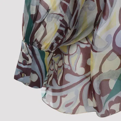 Etro Multicolor Silk Ruched Top In Multi