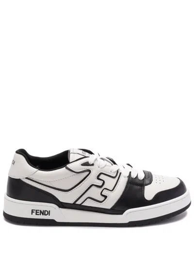 Fendi Leather Sneakers With Ff Lateral Logo In Black