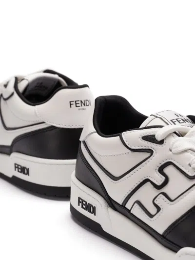 Fendi Leather Sneakers With Ff Lateral Logo In Black