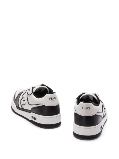 Fendi Leather Sneakers With Ff Lateral Logo In Black