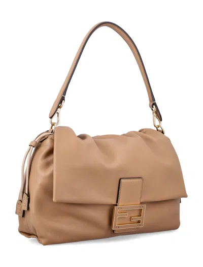 Fendi Beige Medium Baguette Mamma Shoulder Bag In Brown