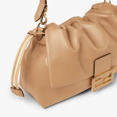 Fendi Beige Medium Baguette Mamma Shoulder Bag In Brown