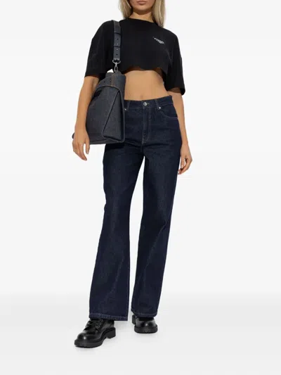 Givenchy Cropped Cotton T-shirt Stamp Print In Black