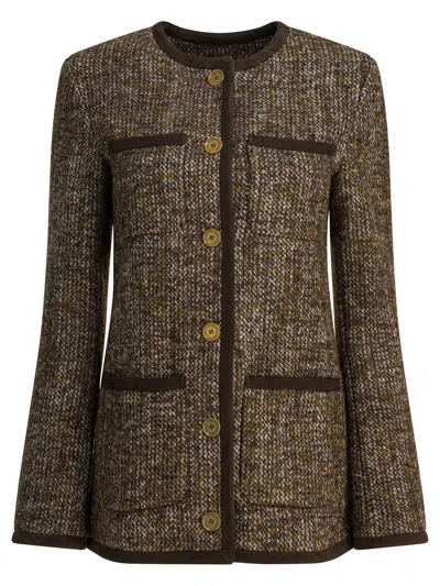 Golden Goose Coffee-colored Wool Tweed Jacket In Brown