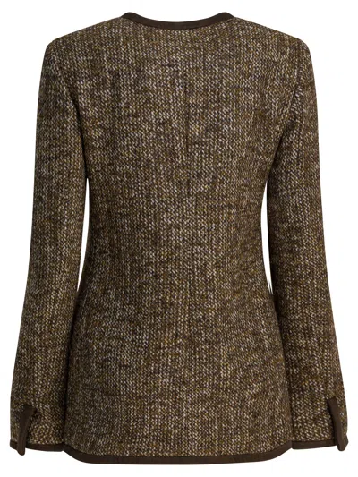 Golden Goose Coffee-colored Wool Tweed Jacket In Brown