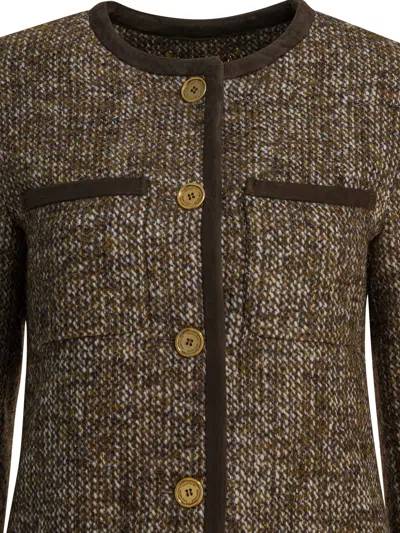 Golden Goose Coffee-colored Wool Tweed Jacket In Brown