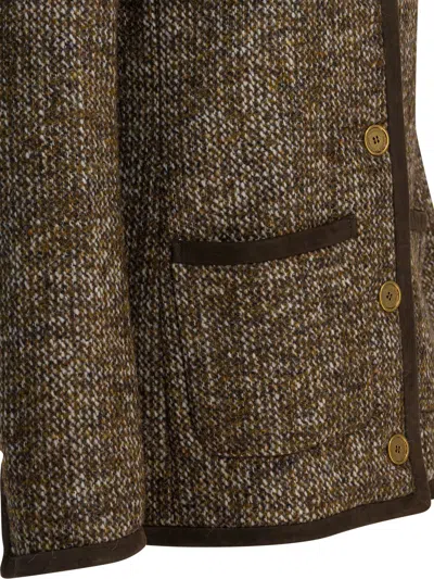 Golden Goose Coffee-colored Wool Tweed Jacket In Brown