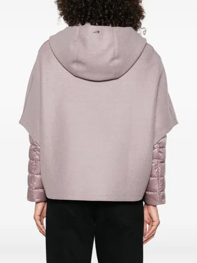 Herno Resort Cape In Felted Wool & Nylon Ultralight In Brown