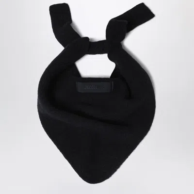 Jacquemus Black Scarf With Grosgrain Logo In Black