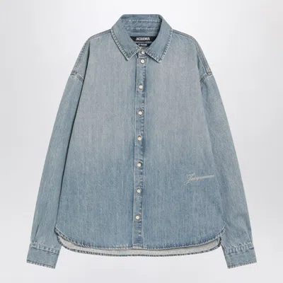 Jacquemus Signature Logo Denim Shirt In Blue
