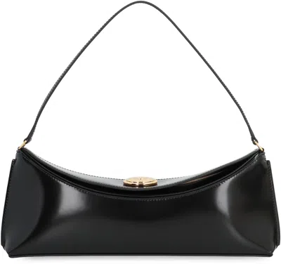 Jacquemus Le Calisso Black Shoulder Bag With Engraved Snap Button In Leather